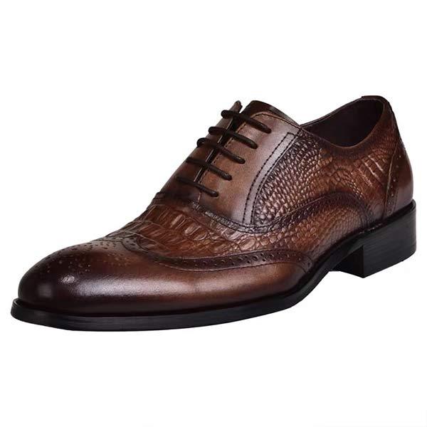 MEN'S BROGUE OXFORD CROCODILE LEATHER SHOES 839052...