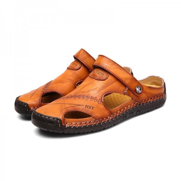 Men's Casual Outdoor Top Layer Cowhide Breathable Sandals 20672113M