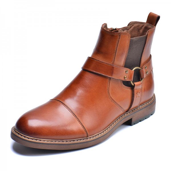 Men's Vintage Cowhide Zipper Workwear Boots 660993...